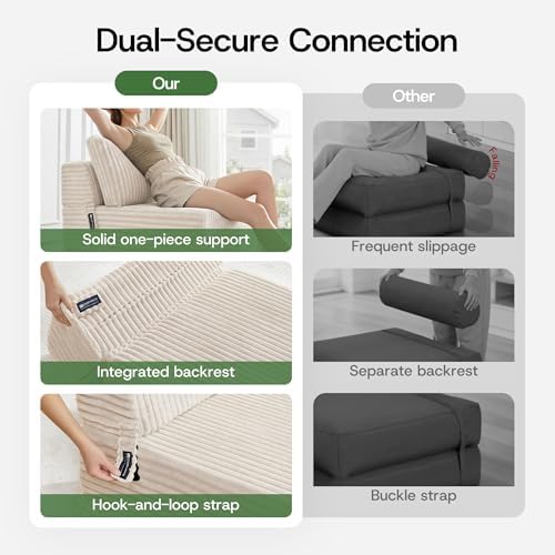 Folding Sofa Bed Convertible 4 in 1 Sleeper Chair Beige Twin - Image 6