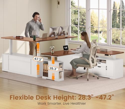 SEDETA Modern L Shaped Executive Electric Standing Desk with 4 Drawers - Image 3