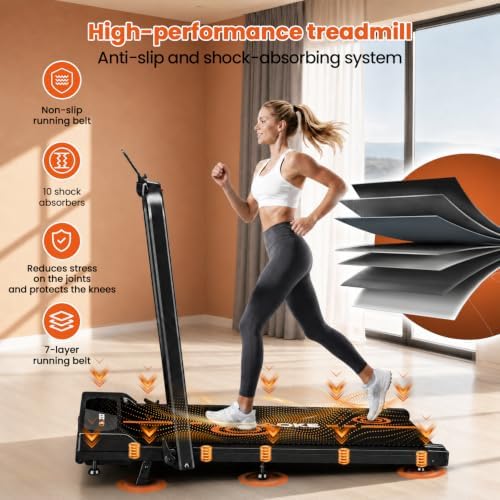 Walking Pad Treadmills for Home with 7.5MPH, Built-in Speaker, Upgrade 3.0HP Foldable Treadmills with 10% Incline, Compact Running Machine with APP, 350 LBS, LED Display, Remote Control - Image 4