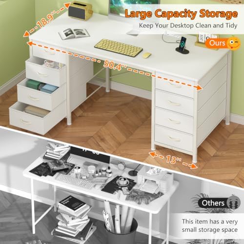 50 Inch Computer Desk with 8 Drawers for Home Office, Bedroom, Living Room - Image 5