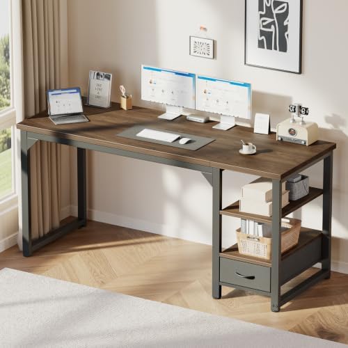Mericonia 48 in Computer Desk with Drawer, 1" Thick Reversible Office Desk - Image 2