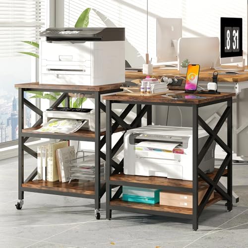 METYERRY 24"x23.6" Large Printer Stand with Power Outlet, 3 Tier Cart - Image 2