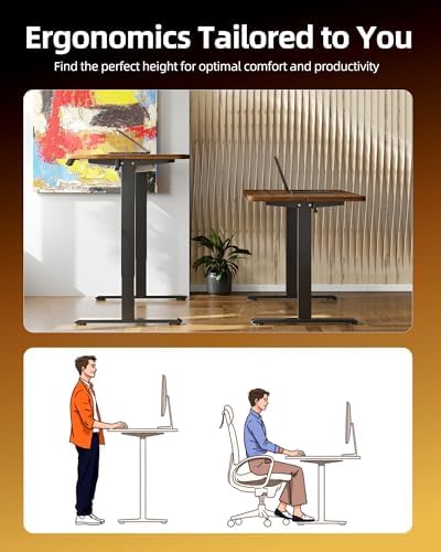 TIQLAB Electric Standing Desk, Adjustable Height Stand up Desk, 55 * 24 Inches Sit Stand Home Office Table with Splice Board, Black Walnut - Image 4