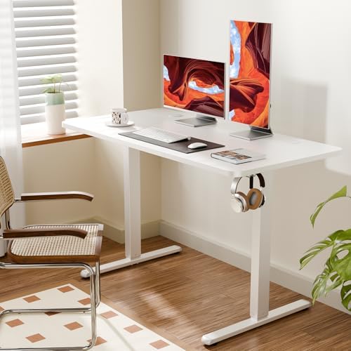 ERGOMAKER 47"x24" Standing Desk, Height Adjustable Sit-Stand Office, White - Image 2