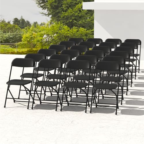 24 Pack Black Folding Chairs for School Events Wedding Party Picnic by IWDOO