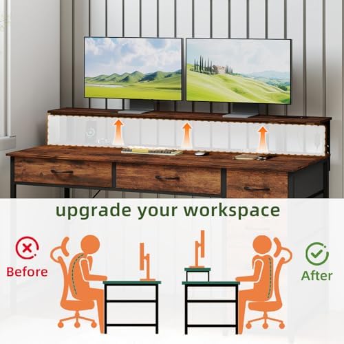 Somdot 47 Inch Gaming Desk with Power Outlet and LED Lights, Computer Desk - Image 7