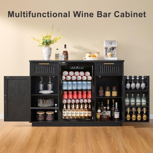 Okvnbjk Mini Fridge Cabinet with Storage & Power Outlet, Black - Image 5