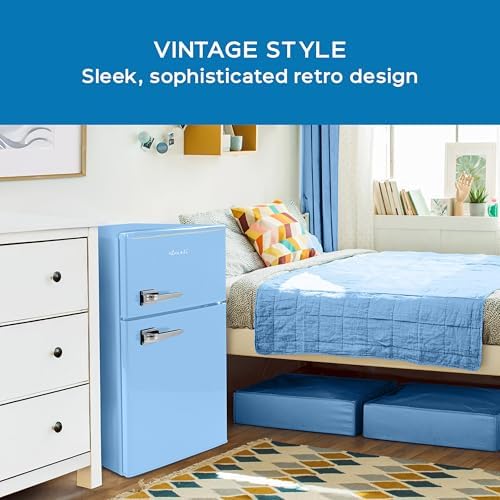Avanti Mini Fridge with Freezer Retro Design Compact Refrigerator for Home Office or Dorm, Features Dual Doors Removable Shelves Manual Defrost and Mechanical Adjustable Temp Control, 3.1-Cu.Ft, Blue - Image 4