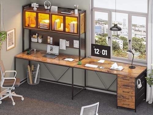 SEDETA L Shaped Gaming Corner Desk with Drawers, Hutch and Storage Shelves - Image 6