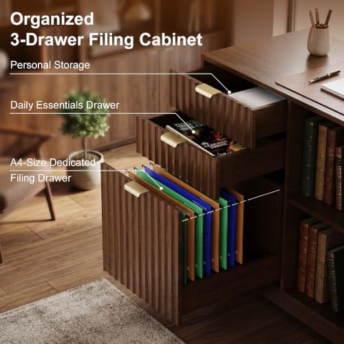 63x59 in L Shaped Executive Electric Standing Desk with Storage - Image 4