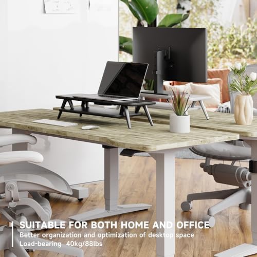 Fenge Monitor Stand Riser, Wooden Desk Shelf with 2-Tier Storage - Image 3