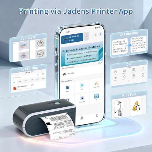 JADENS Battery Powered Thermal Printer, Cordless 4x6 Shipping Label Printer for Small Business, Prints 700+ Labels per Charge, 25H Standby, Portable Labeler for iPhone, Mac, Windows - Image 6