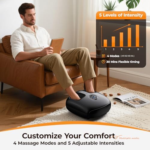 Foot Massager with Heat, 4 Modes & Vibration & Compression & Rolling for Feet Toes Relief, Electric Shiatsu Foot Massager with Remote, Fits Up to Men's Size 12, Gift for Women Men Father's Day - Image 4