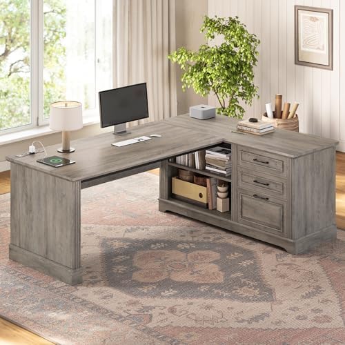 SEDETA Farmhouse 61" Executive Office Desk with Drawers for Home Office by SEDETA