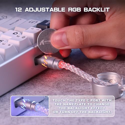 ATTACK SHARK C07 Custom Braided Aviator Cable with Light Up RGB-White - Image 4