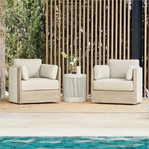 CHITA 3-Piece Boho Patio Rattan Bistro Set, FSC Acacia Wood Frame, Cream by Unknown