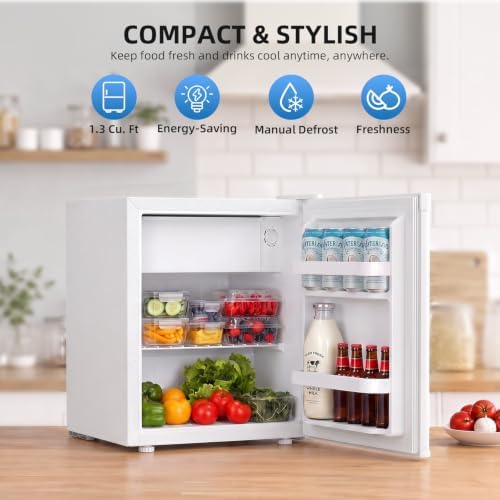Antarctic Star Compact Refrigerator Mini Fridge with Single Reversible Door,Wire Shelf,Defrost Button, for Bedroom/Office/Dorm,1.3 Cu. Ft,White - Image 3
