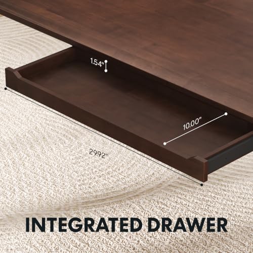 FLEXISPOT 63" WoodiX Solid Wood Executive Standing Desk with Drawer, Walnut - Image 6