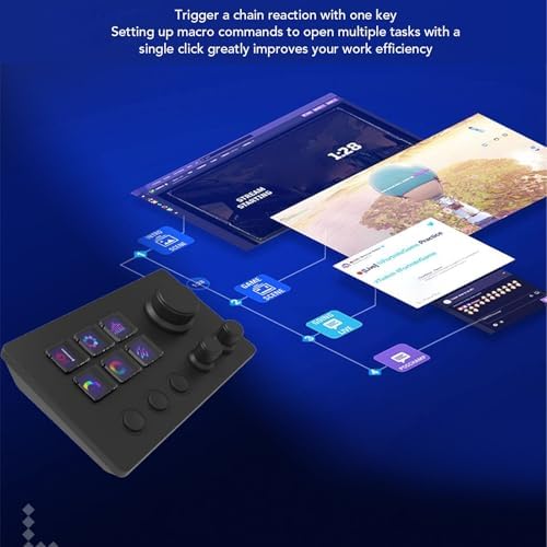 Stream Deck, Visual Keyboard for Live Streaming, 6 Macro LCD Key Keyboard with Knobs, Customizable Keys for Photo and Video Editing (Black) - Image 5