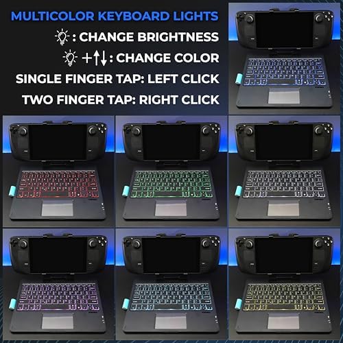 DeckTop - Steam Deck Keyboard and Bluetooth Trackpad Mouse with Multicolor LED Laptop Accessory for Valve Linux PC Gaming Accessories (Steam Deck/ROG Ally) - Image 6