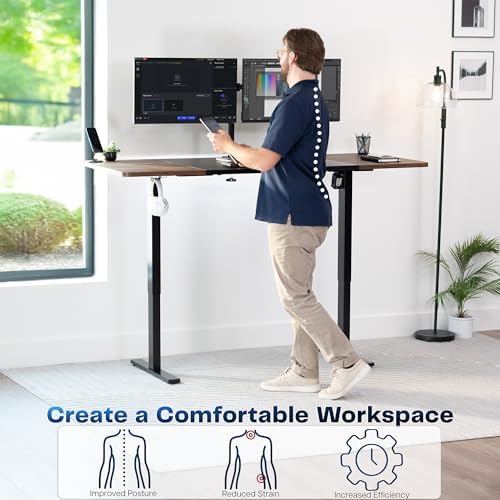 VIVO Black/Vintage Brown 71 x 30 in Standing Desk, DESK-KIT-1B7BN - Image 4
