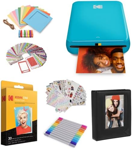 Kodak Step Instant Color Photo Printer with Bluetooth/NFC, ZINK Technology & Kodak App for iOS & Android (Blue) Starter Bundle by Unknown