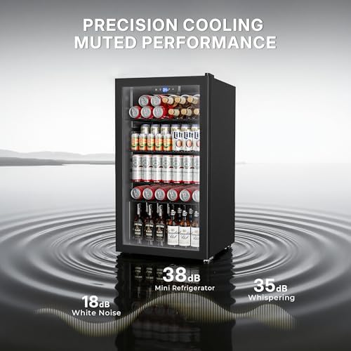 130 Can Beverage Refrigerator, 3.2 Cu.ft Mini Fridge, Glass Door, Black - Image 6