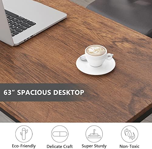 Tribesigns Computer Desk, 63 inch Large Office Desk Computer Table Study Writing Desk Workstation for Home Office, Rustic Brown - Image 5