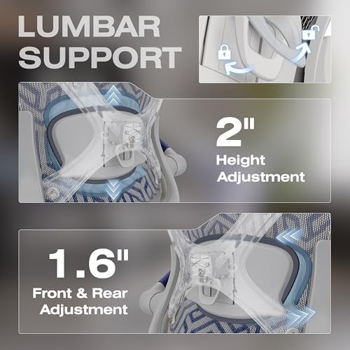 ELABEST X100 Ergonomic Mesh Office Chair with Footrest, Big and Tall Home Desk Chair with 5D Flip-Up Arms, Adjustable 3D Lumbar Support, Gaming & Executive Computer Chair (Cybernetic Pulse) - Image 7