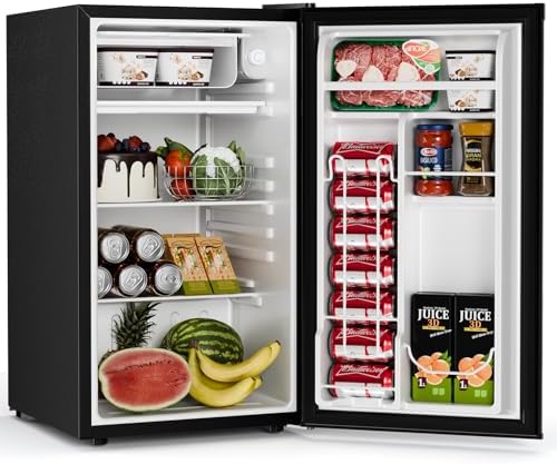 Antarctic Star Mini Compact Refrigerator with Freezer, 3.2 Cu.Ft. Single Door with Adjustable Thermostat,Removable Glass Shelves for Apartment/Dorm/Office,BLACK - Image 2