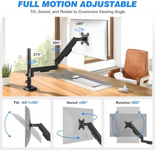 Single Monitor Arm Desk Mount for 17-34" Screens, VESA Stand Holds 22 lbs - Image 3
