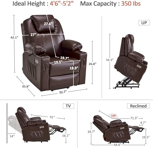MCombo Small Power Lift Recliner Chair for Elderly, Heat and Massage 7141 - Image 3