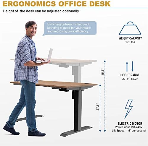 Shintenchi Electric Standing Desk, 48 x 24 Inch Height Adjustable Sit Stand Desk Morder Home Office Stand Up Desk Computer Work Station with Splice Board, (Black Frame + Bamboo Top) - Image 2