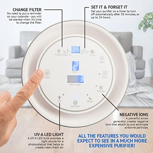Air Purifier for Home Large Room – 5-in-1 HEPA Filter System, Covers Up to 500 Sq Ft for New Home for Allergies, Pets, Smoke, Remove Dust & Odor, Quiet, High Filtration Efficiency – SILVERONYX, Silver - Image 5
