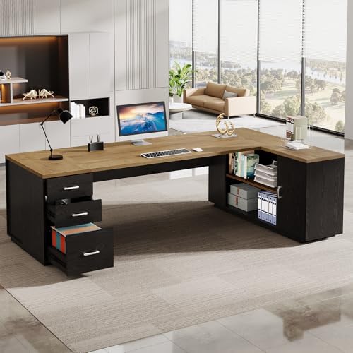 Tribesigns 85.8-Inch L-Shaped Executive Desk, Extra Large Home Office Desk - Image 3