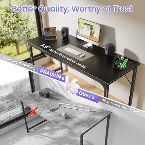 PRAISUN 63 X 24 Inch Computer Desk, Power Outlets, USB-C, Black - Image 6