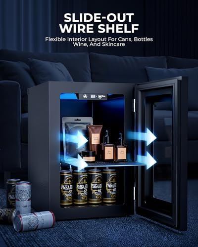 18L Beverage Refrigerator Cooler, 24-Can Mini Fridge with Glass Door - Image 6