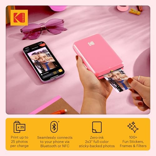 KODAK Step Instant Smartphone Photo Printer, Portable Mini Color Wireless Mobile Printer, Zink 2x3” (5.1x7.5 cm) Sticky-Back Photos Pink (Renewed) - Image 2