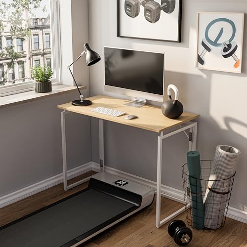 alawooder 39.4" Folding Desk: No Assembly, Wood Top for Small Spaces - Image 5
