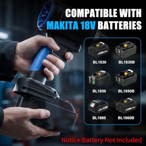 Brushless Cordless Air Duster Blower for Makita18V Battery(No Battery),75000 RPM High-Speed Motor Electric Duster Blower,500MPH/3 Speeds,for Sawmill Room, Workshop/Computer Cleaning - Image 4