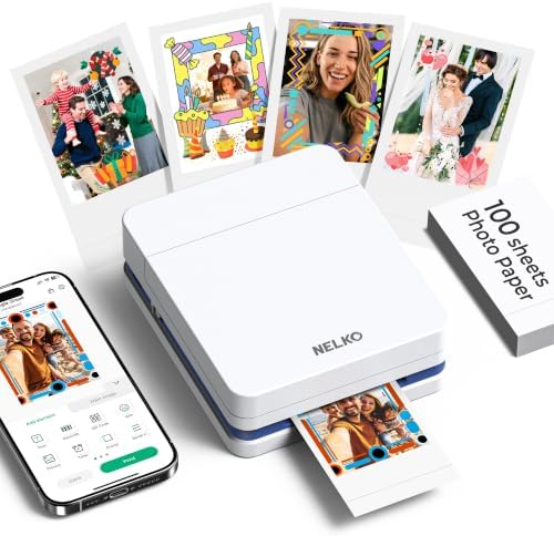 Nelko PP01 Photo Printer, 2x3 Portable Mini Printer with 100 Sheets, White by NELKO