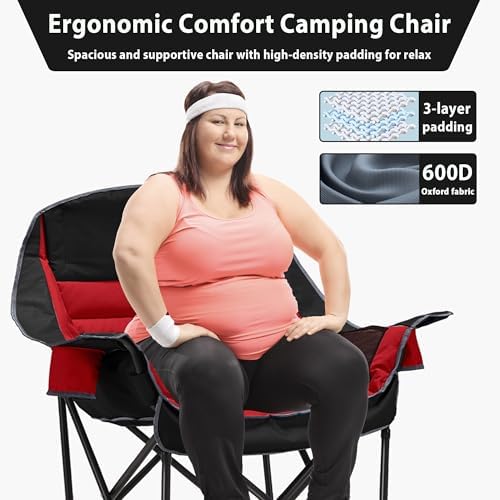 Youtanic Oversized Padded Camping Chair, Portable Folding Camping Chairs - Image 4
