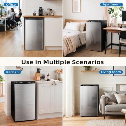 Antarctic Star 3.2 Cu.Ft. Compact Refrigerator,Single Door Mini Fridge with Adjustable Thermostat,Low noise for Apartment,Dorm,Office,STEEL - Image 6