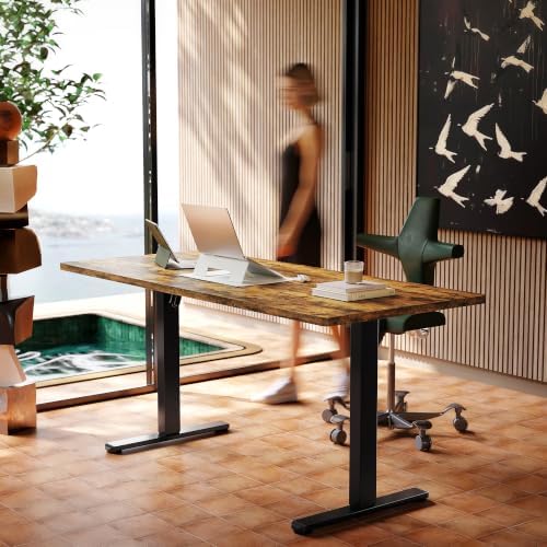 HUANUO 63x28 Inch Electric Standing Desk, Height Adjustable, Rustic Brown - Image 2