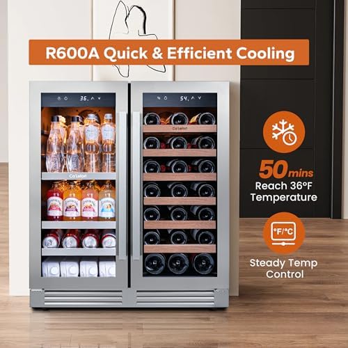 Ca'Lefort 30 Inch Wine & Beverage Fridge, Dual Zone Built-In Wine Cooler - Image 5