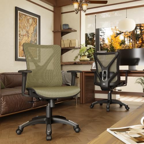 Ergonomic Office Chair, Mesh Computer Desk Chairs with BIFMA X5.1 Certified, Adjustable Lumbar Support, 3D Arm, Tilt Back, Wide Seat, Comfy Swivel Work Task Chair for Company and Home (Satin Gold) - Image 2