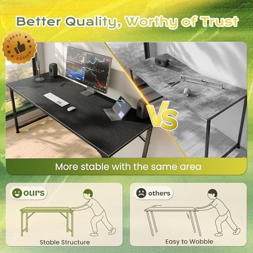 PRAISUN 40 Inch Computer Desk, Office Desk, Spacious Desktop, Black - Image 4