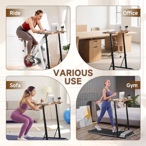 Adjustable Treadmill Walking Pad Desk, for Bike/Cycling Trainer, Workstation Standing Desk, Trainer Stand Table for Indoor, Treadmill Attachment-Exercise While Working or Watching TV, Rustic Brown - Image 7