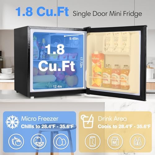 OSTBA 1.7 Cu.ft Mini Fridge with Freezer, Small Refrigerator, Black - Image 4