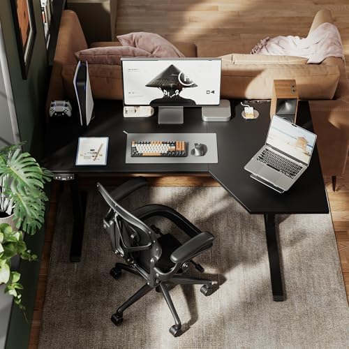 Agilestic 59 x 35 Inch Corner L Shaped Electric Standing Desk, Black - Image 2